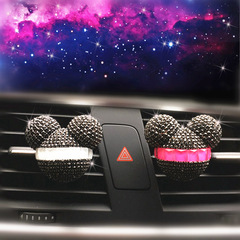 Cartoon Diamond Mickey Head Car Air Conditioner Inner Air Outlet Scented Clips Small Bear Car Air Freshener Decor Clip