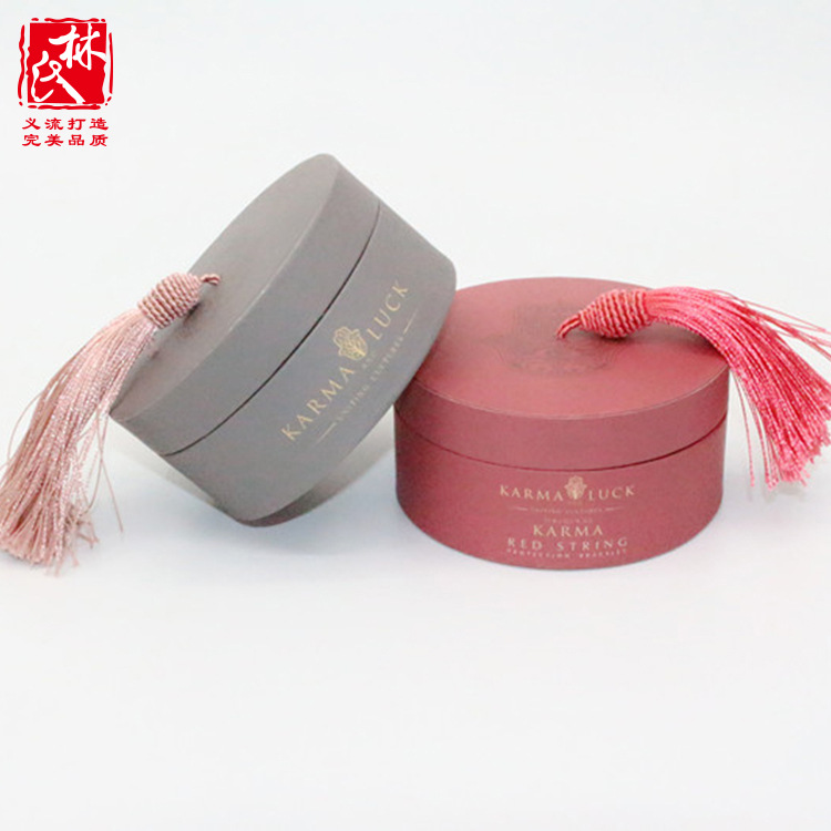 流苏首饰盒圆筒质感包装盒特种纸创意圆形礼品纸罐厂家纸筒供应