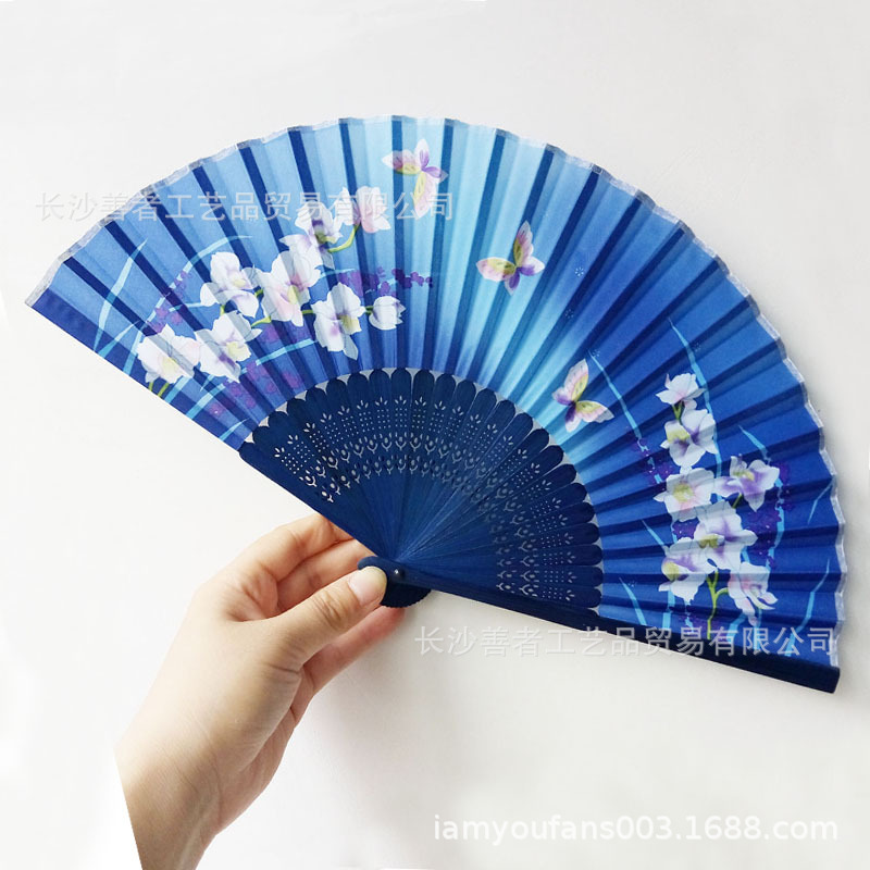 Ventilador estilo chino estilo antiguo estilo de las mujeres estilo japonés pequeño paño retro estilo de verano baile plegable clásico traje antiguo ventilador plegable