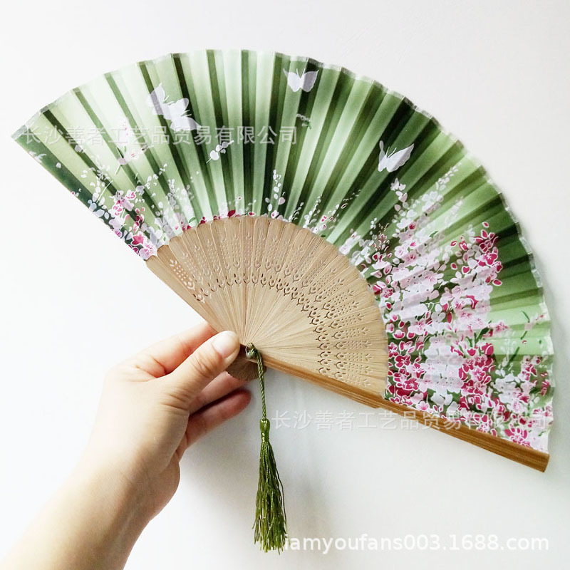 Ventilador estilo chino estilo antiguo estilo de las mujeres estilo japonés pequeño paño retro estilo de verano baile plegable clásico traje antiguo ventilador plegable