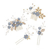 Hair accessory for bride, blue Chinese hairpin, hairgrip, flowered