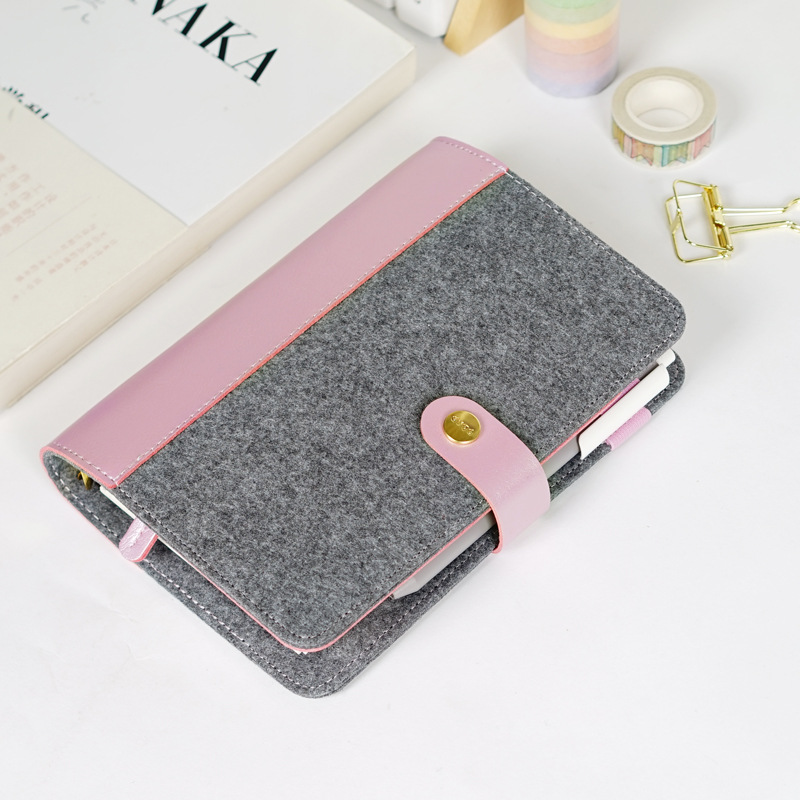 跨境手账本活页本毛毡复古暗扣商务办公日程本笔记本创意礼物账本