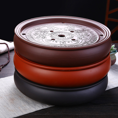 Chaoshan purple sand ceramic Kung Fu tea set, water storage dry brewing table tea tray, simple small small tea sea saucer for home living room