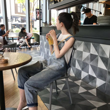 背带裤女韩版宽松2024新款春季网红减龄破洞裤显瘦高腰阔腿牛仔裤