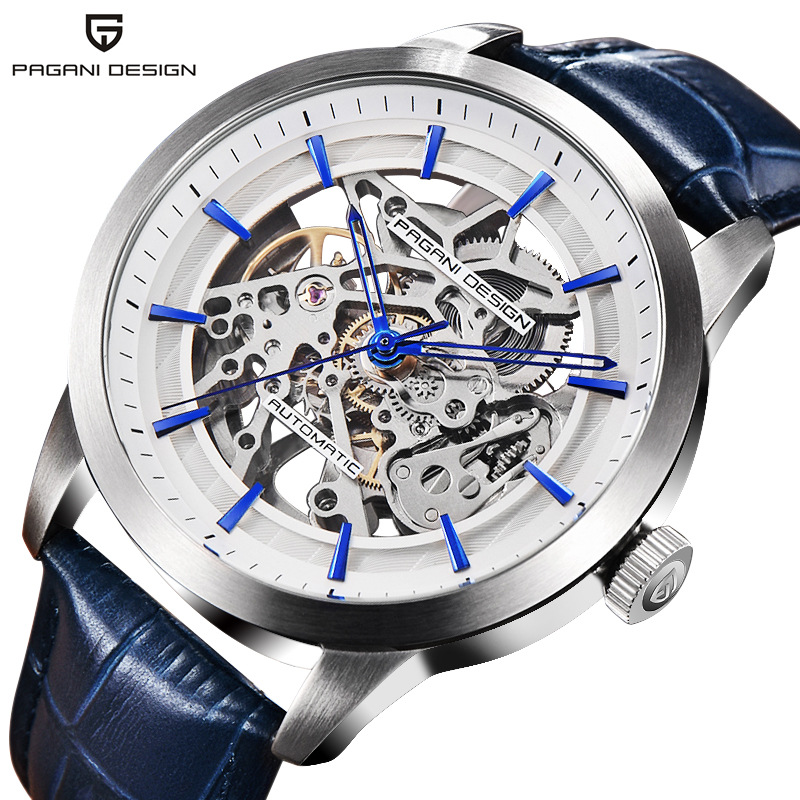 Bojiani PAGANI impermeable de acero inoxidable reloj mecánico automático hombres hueco moda cinturón reloj de hombre reloj 1638