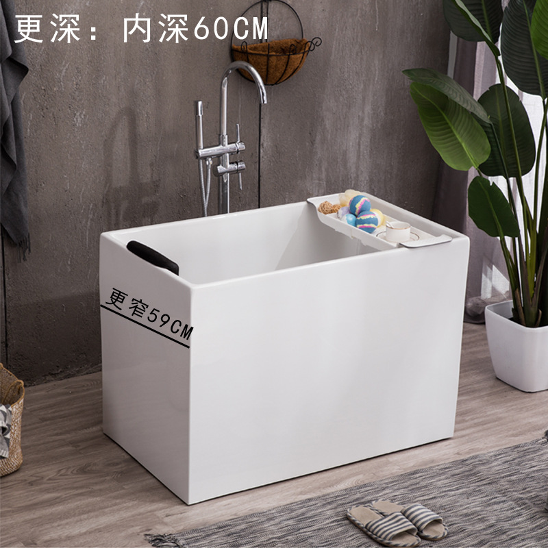Wholesale narrow side square bathtub sitting bathtub simple small toilet Japanese mini bathtub 0.9-1.2 meters