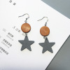 Retro wooden small design earrings with tassels, simple and elegant design, trend of season, wholesale