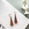 Retro wooden small design earrings with tassels, simple and elegant design, trend of season, wholesale