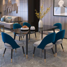 h新大理石餐桌椅套装长方形家用吃饭桌佛山新款岩板高端轻奢实木