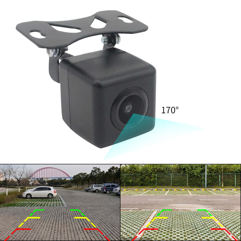 直销高清CCD方形带灯倒车后视摄像头外挂打孔通用车载后视镜