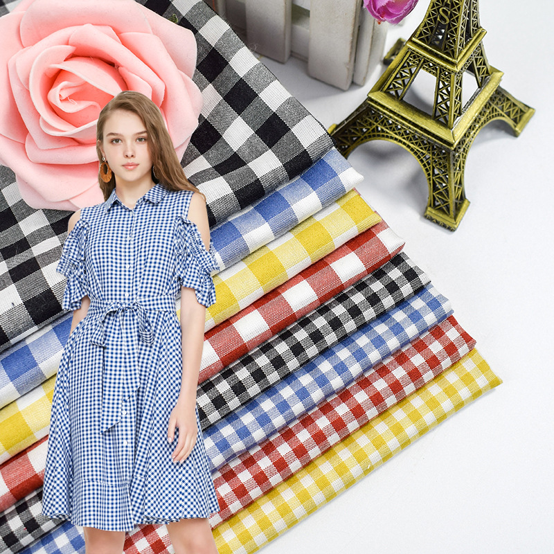 人棉色织格子提花布料 朝阳格子面料 童装时装连衣裙鞋帽箱包面料