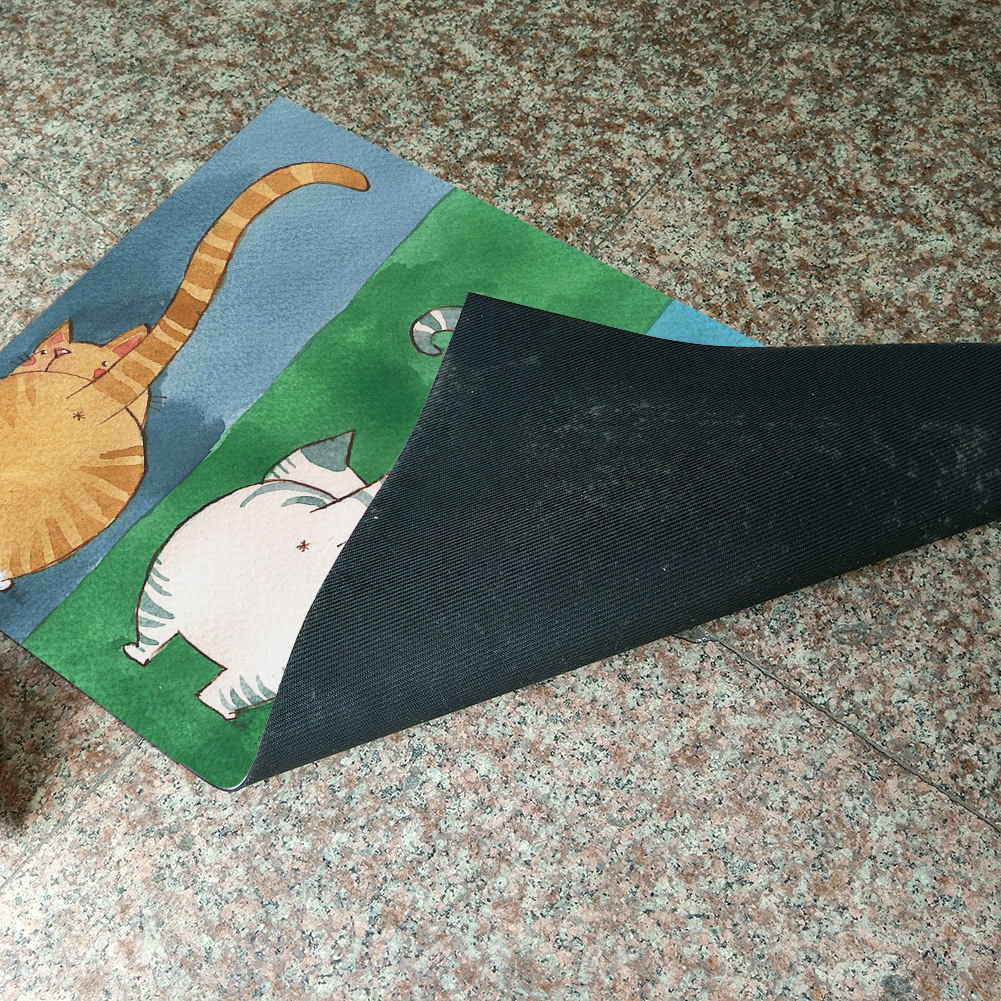 Inflable bolsa de cadera alfombra de gato alfombra de piso lindo gato de la suerte de goma absorbente antideslizante estera de la puerta estera del pie