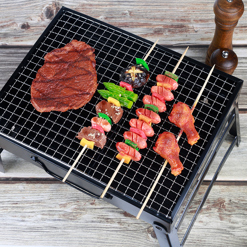 Оптовая продажа фабрики открытый портативный складной гриль bbq кемпинг маленький черный стальной древесный уголь гриль