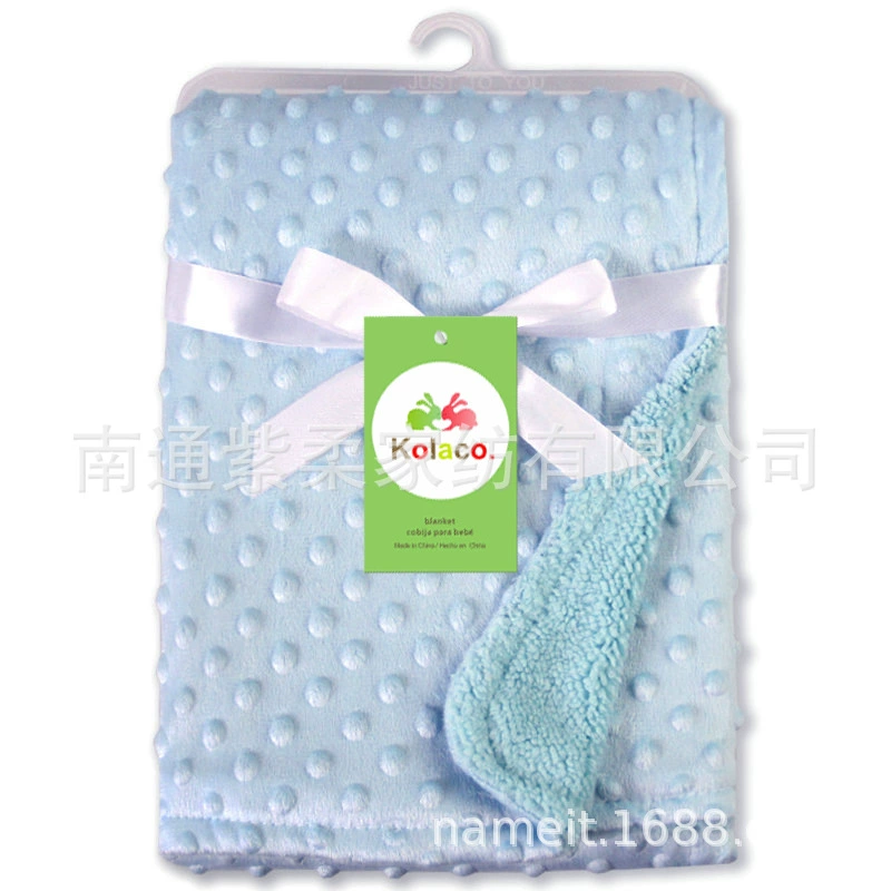 Export baby thick knitted fleece small blanket, double-layer extra soft hole pattern blanket for autumn and winter babies