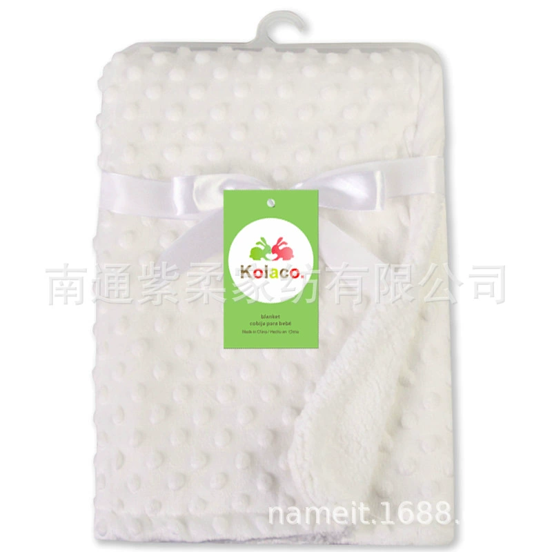 Export baby thick knitted fleece small blanket, double-layer extra soft hole pattern blanket for autumn and winter babies