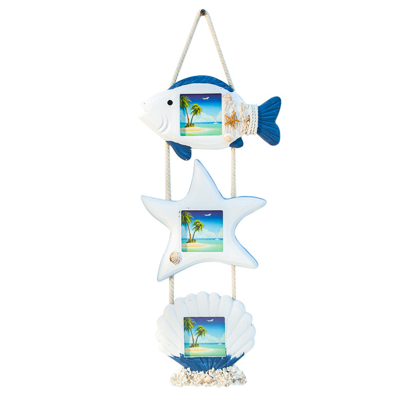 地中海风格海洋三连三联壁挂式木制相框创意挂墙装饰品照片墙搭档