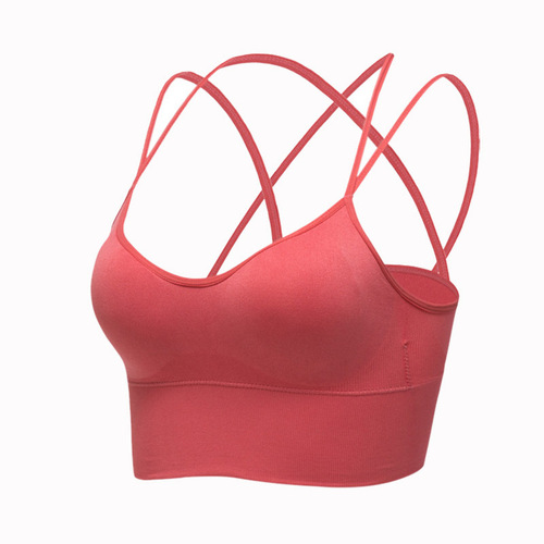 Quick-dry Women's Shockproof Red Sexy Back Support Sports Bra for Running Yoga Fitness