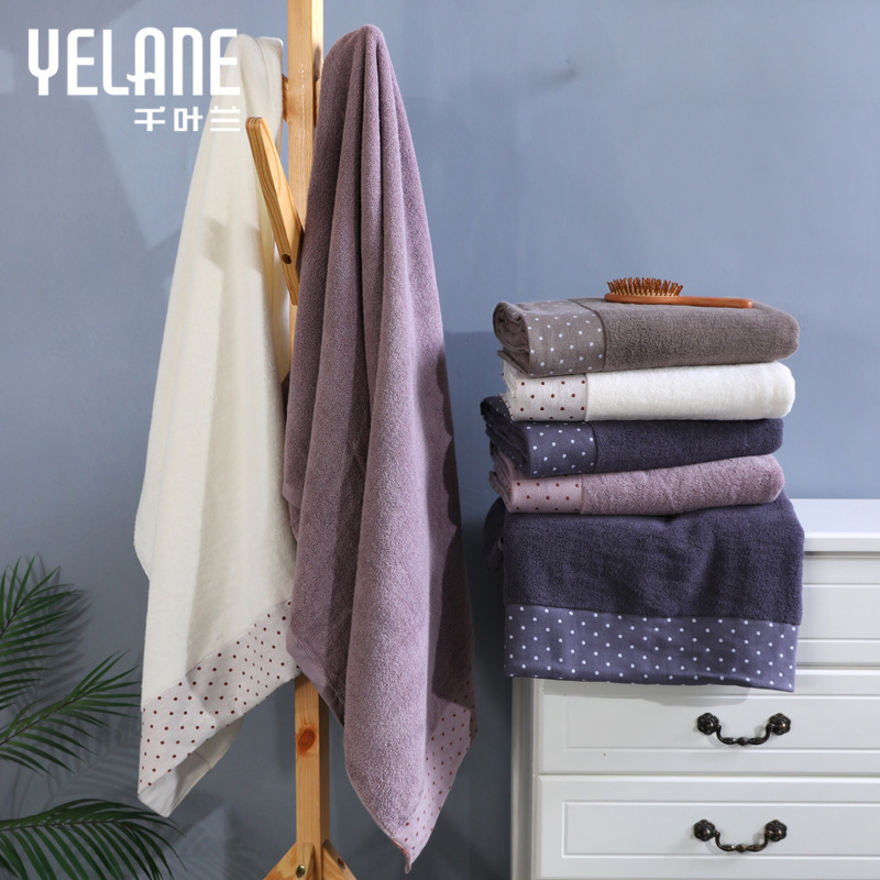Cross-border Source Nordic Simple Wave Dot Jacquard Plain Cotton Bath Towel Dot Adult Beauty Salon Business Gift