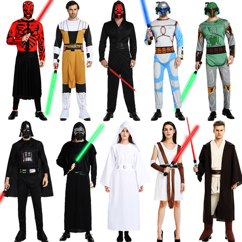 Halloween costumes for adults Star Wars white warrior clothes black robes anime lightsaber American movie costumes for men