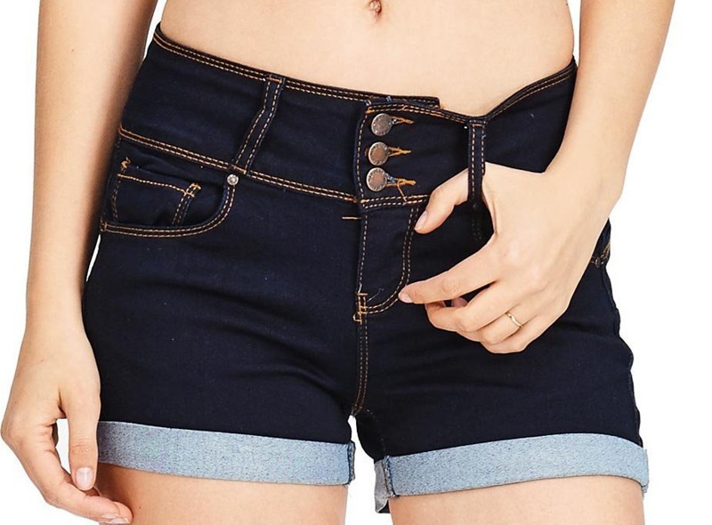 Suministro transfronterizo de shorts vaqueros elásticos multicolor que estilizan la cintura para mujer image 9