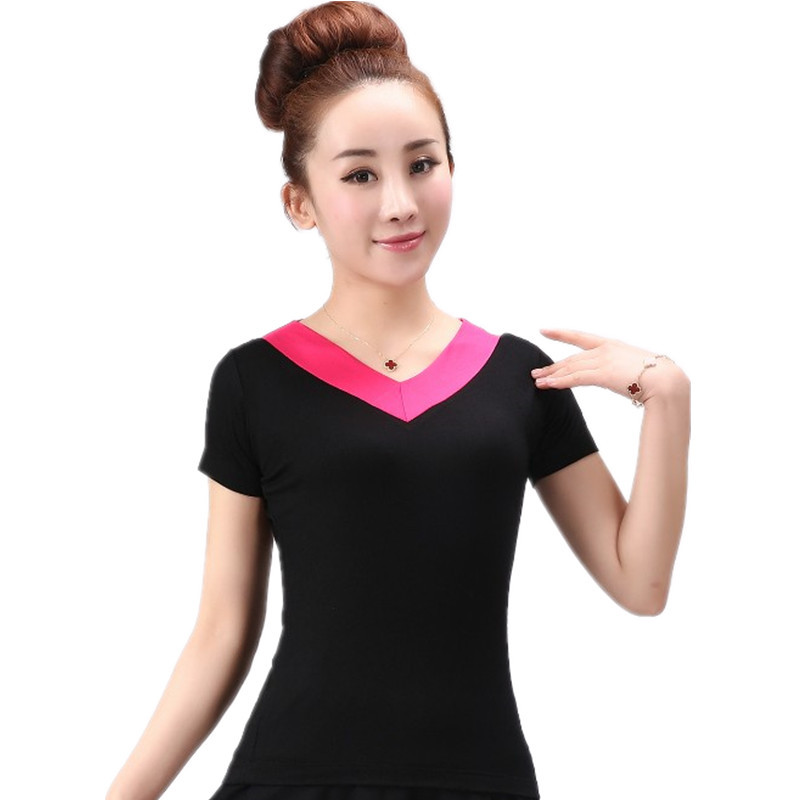 로즈 브이넥 반소매