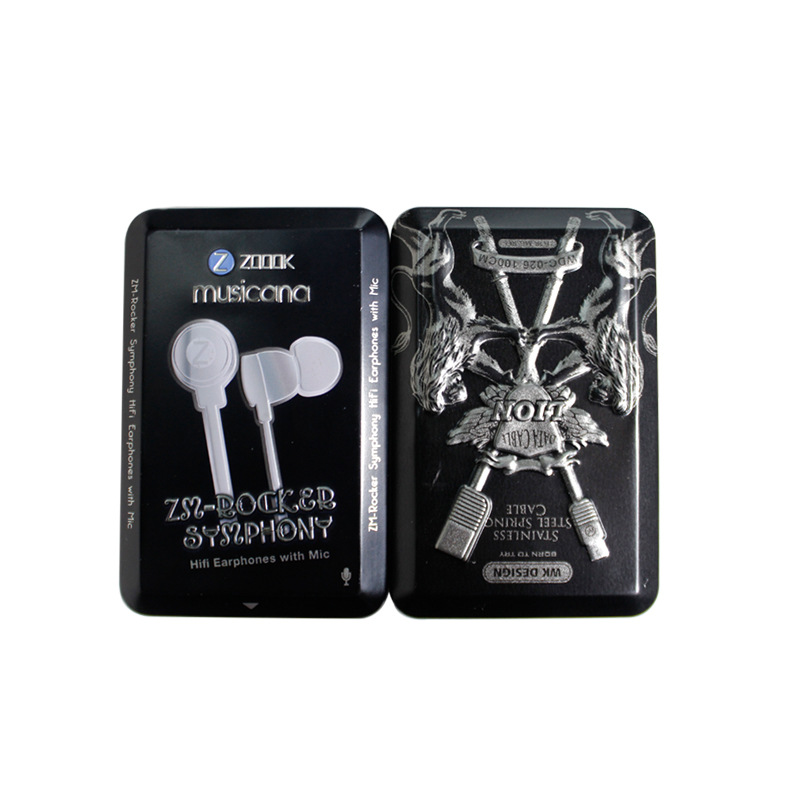 厂家直销长方形3D数码小铁盒耳机翻盖包装铁盒批发 - 来图接单