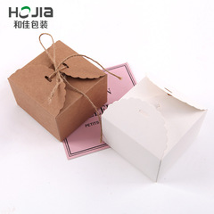 Folding kraft paper biscuit packaging box white card square pastry moon cake box nougat wedding candy cake gift box