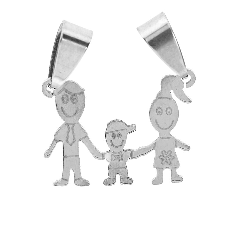 Promoción de liquidación de acero inoxidable joyería par brillante colgante familia serie dibujos animados familia colgante en stock