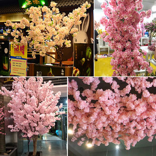 Factory wholesale artificial cherry blossom branches wedding artificial flowers 4-pronged leaf landscape tree wedding decoration flower archway guide
