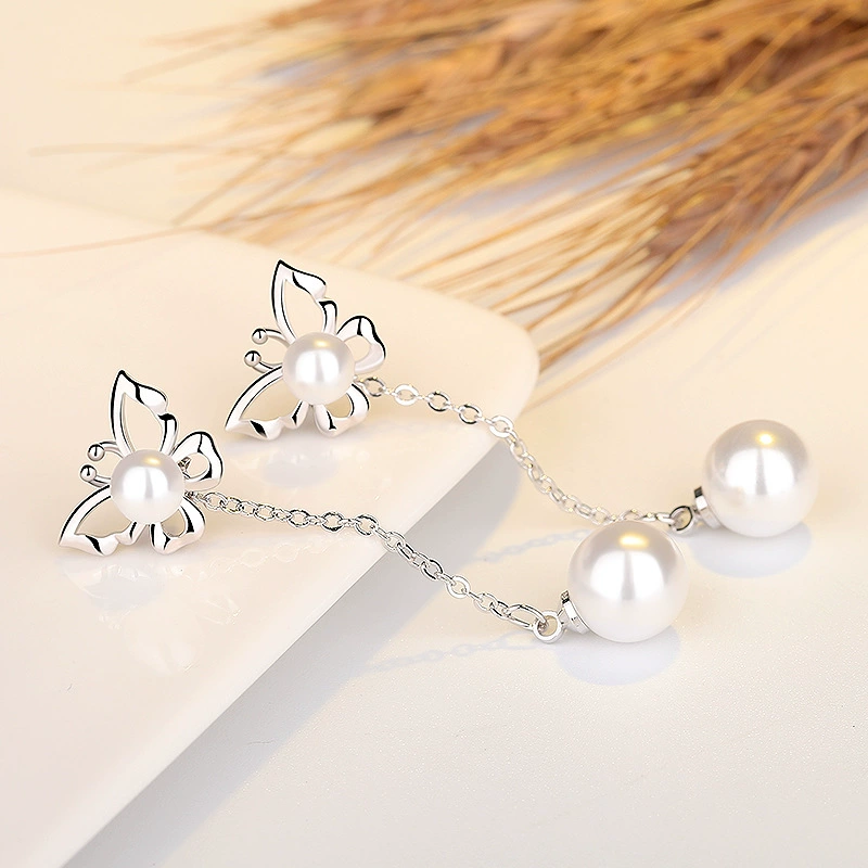 巧兰轩 Long earrings with tassels from pearl, accessory