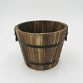 烧色复古木圆桶香石料木桶创意家居花盆圆形带锥度木桶敞口