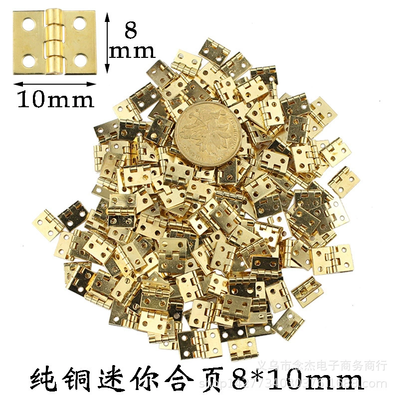 2 мини-петли Мини маленький шарнир Карманный плоский шарнир из чистой меди шарнир подарочной коробки 8*10 мм латунь