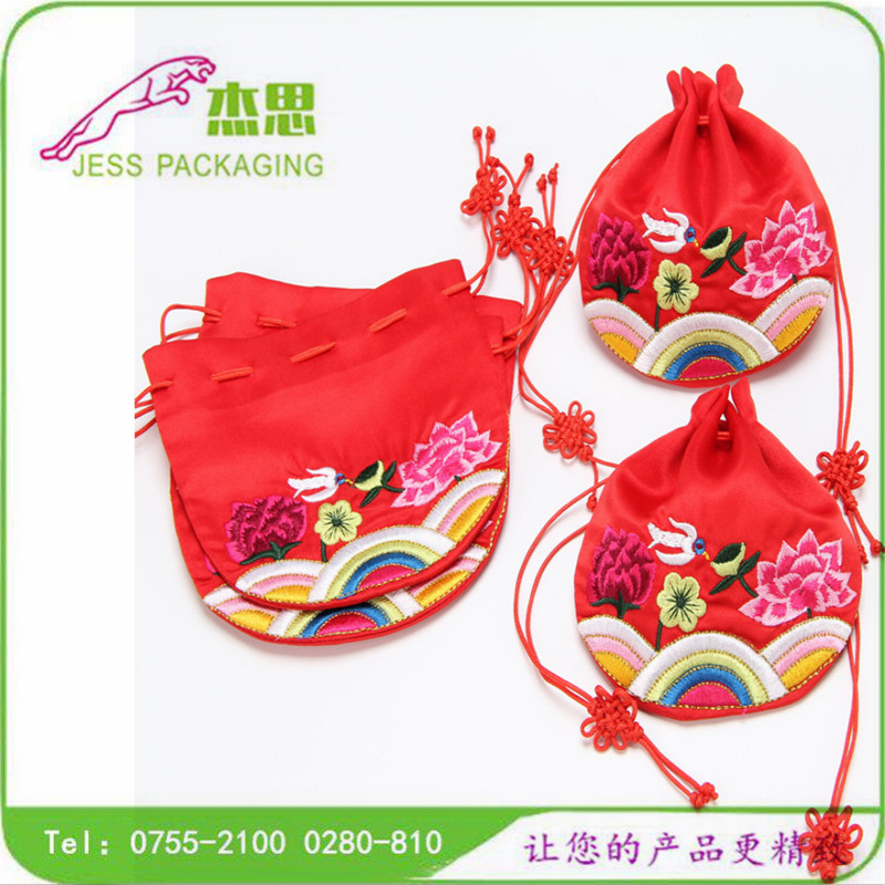 设计新款丝绸布刺绣薰衣草收纳包香包香囊抽绳束口袋