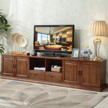 实木电视柜 现代中式实木地柜 客厅卧室试听柜四门储物柜客厅家具