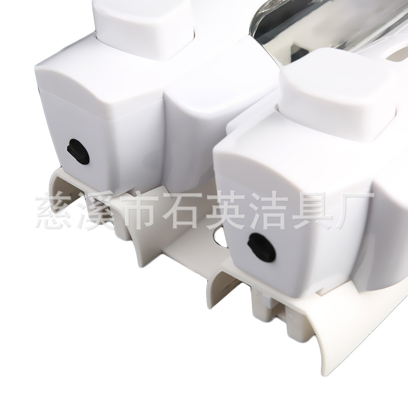 Dispensador de jabón de gel de ducha doble blanco con botón pulsador, máquina manual para lavarse las manos, dispensador de jabón manual doble al por mayor