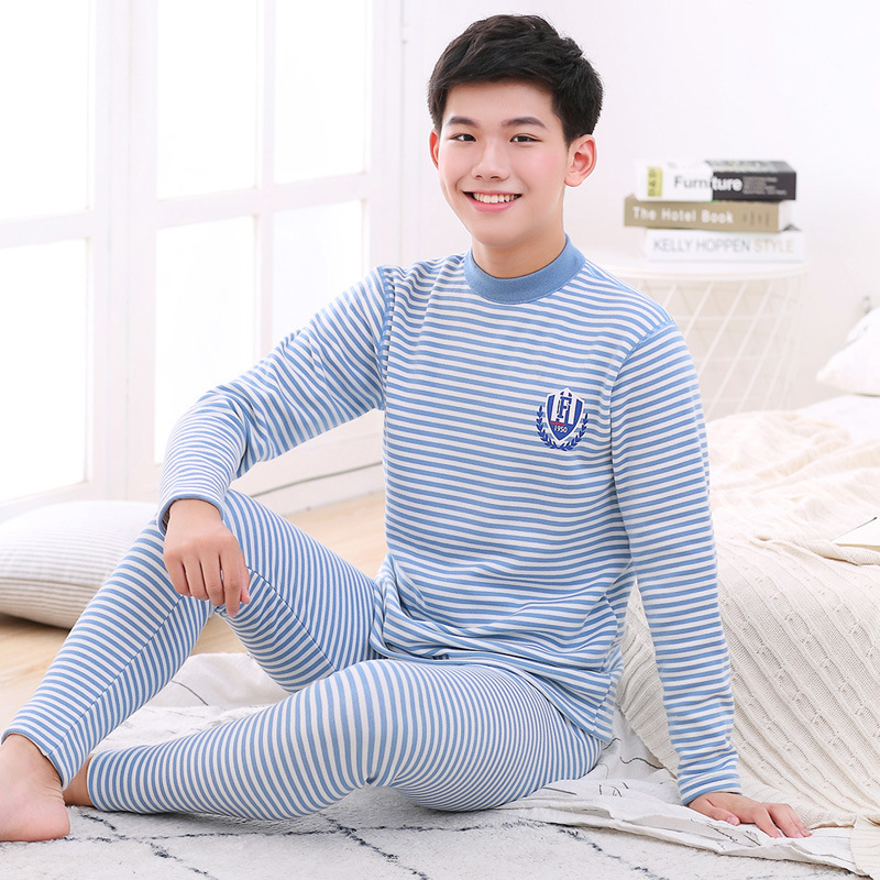 미드 칼라 기모 스트라이프 하늘색 플로고