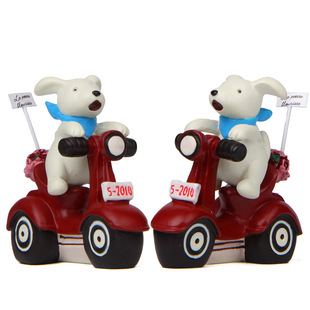Puppy red motorcycle flower pot iron gardening Moss succulent fresh flower plug-in props shooting props
