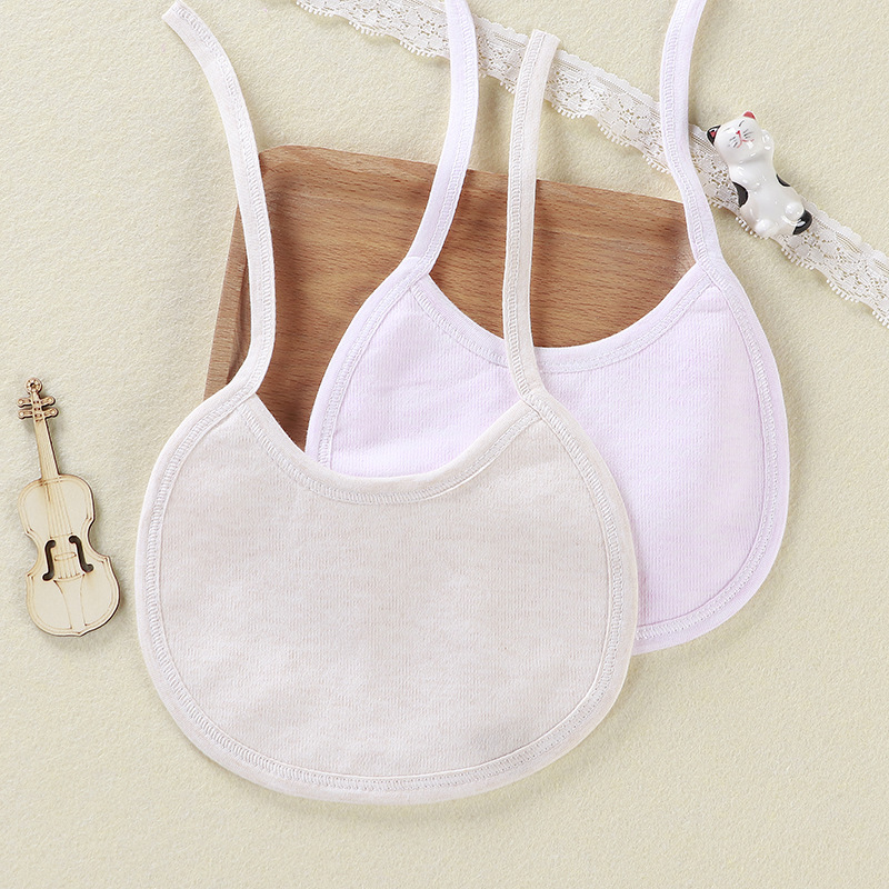 Children's cotton cartoon solid color eating bib