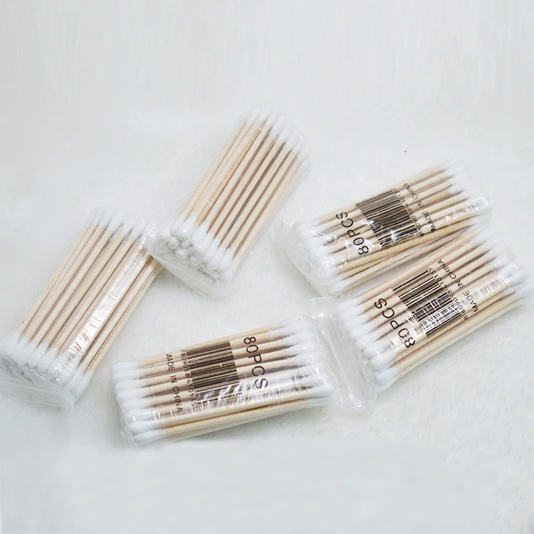 Double-sided disposable cotton swabs, ear-cleaning cotton sticks, ~30 pcs, wooden sticks