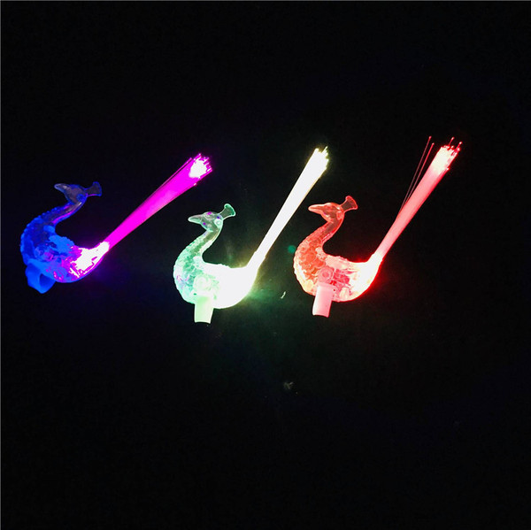 Peacock finger lights shining colorful peacocks open screen fiber…