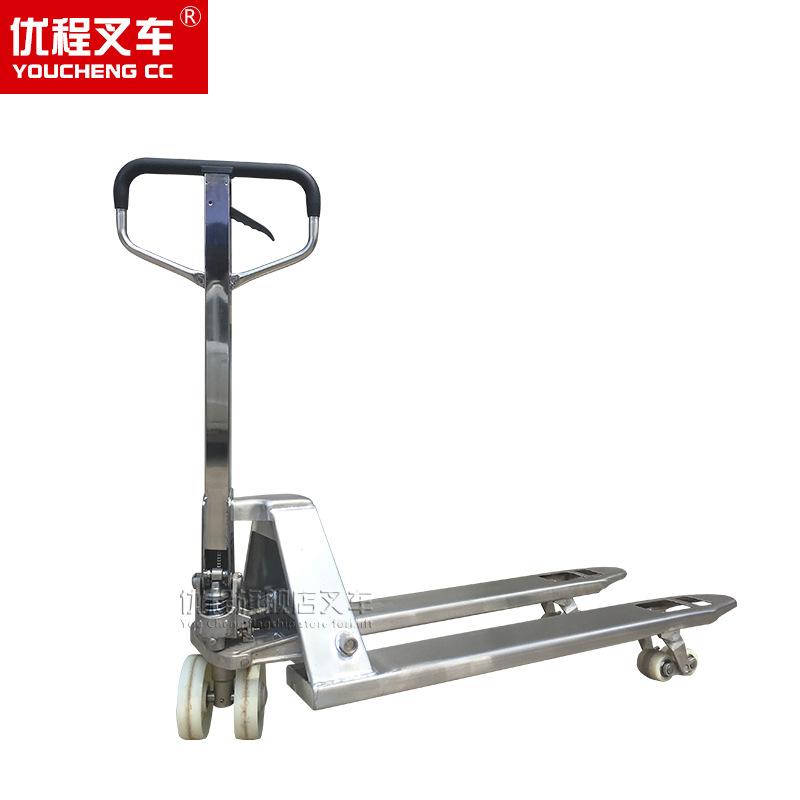 2.5 toneladas 304 acero inoxidable manual hidráulico camión de transporte remolque de mano alargado horquilla bandeja camión de carga de ganado