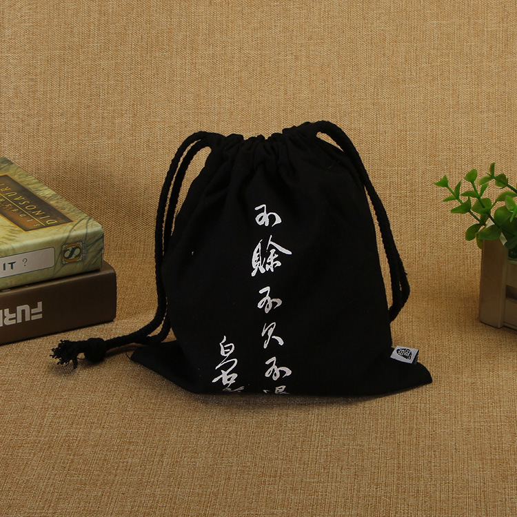 棉布束口袋纯棉亚麻收口拉绳袋麻布抽绳包印logo图案可做圆筒底