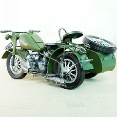 Hot-selling Handmade Vintage Home Decor: Ironwork Yangtze 750 Sidecar Tricycle & Military Vehicle Model Ornament – 06SMT