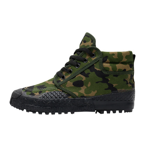 Lutai spring and autumn construction site rubber shoes labor shoes labor protection shoes rubber sole high-top military training shoes wear-resistant cotton canvas training shoes