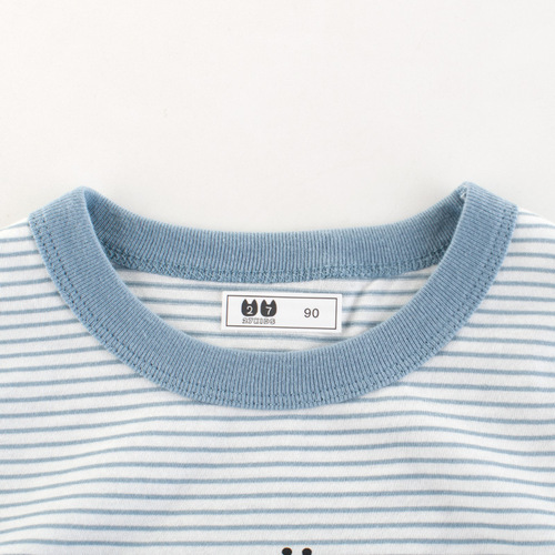 Korean children's clothing wholesale 2024 summer children's short-sleeved striped crew neck top for kids