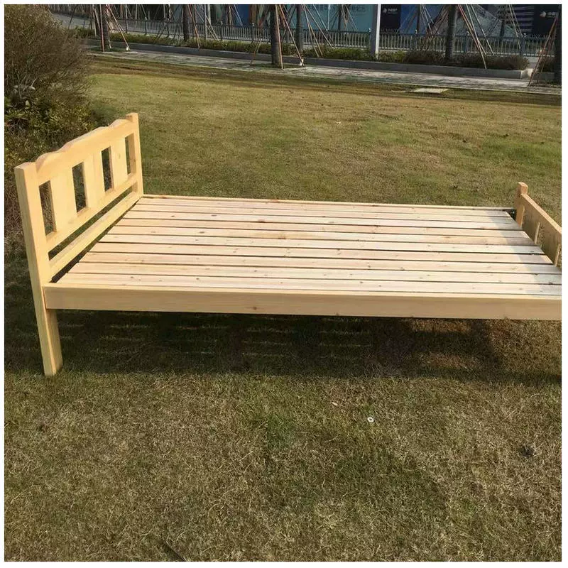 厂家定制1.5/1.2m松木实木床 简易单层出租屋公寓单双人实木床