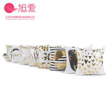 烫金LOVE睫毛爱心抱枕不含芯创意简约靠垫枕套心形方形厂家直销