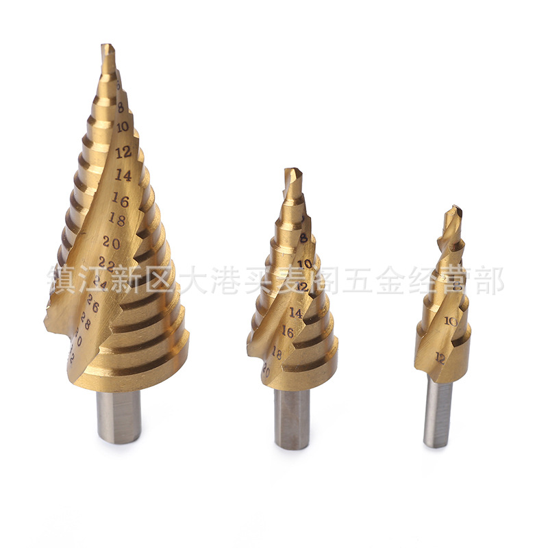 三角柄螺旋槽阶梯钻头组套装4-32，4-20，4-12