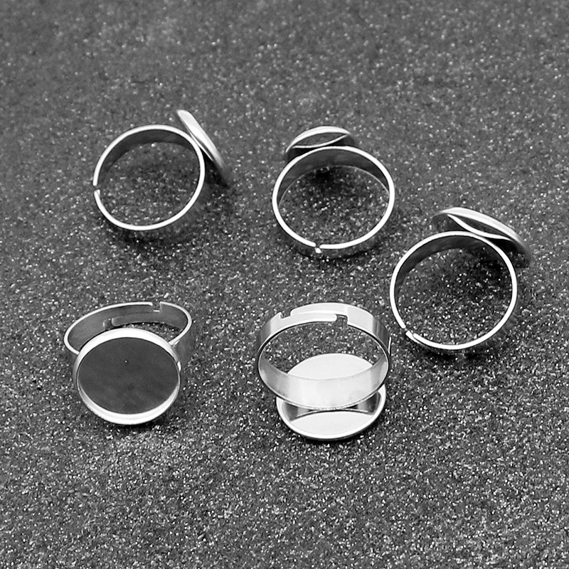 Tiempo de acero inoxidable joya anillo de titanio de acero DIY pedalier hecho a mano accesorios de la joyería anillo ajustable bandeja plana