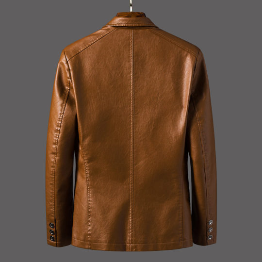 Aliexpress New Leather Jacket Male Youth pu Leather Suit Collar Business Casual Leather Jacket Male Spring Thin Wholesale